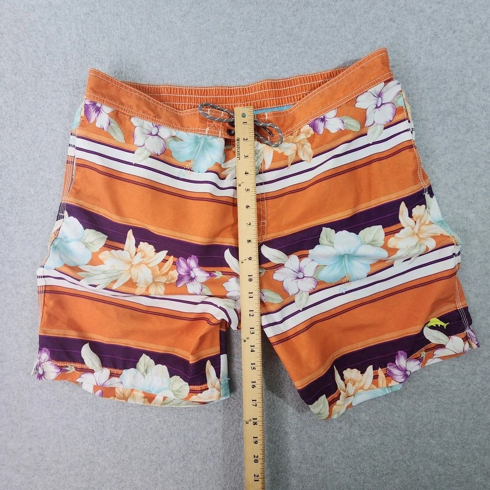 Tommy Bahama Shorts Mens XL 36x8 Relax Lined Swim‎ Trunks Orange Floral Print